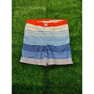 Revolution Swim Trunks XL 16/18 Blue Orange Striped Boys Polyester Excellent